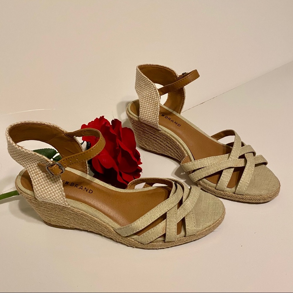 Lucky Brand Tan Woven Wedges Women's 8.5